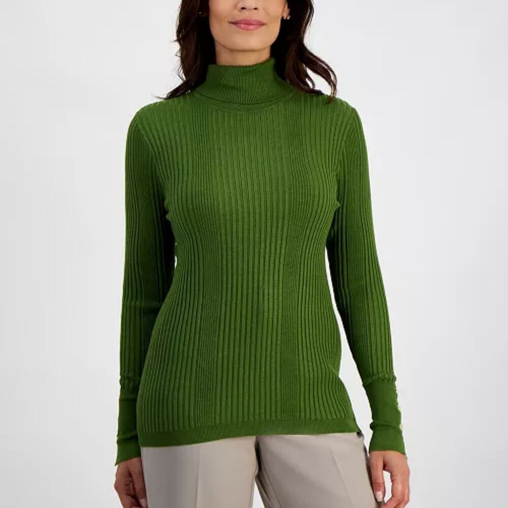 JM Collection Green Ribbed Turtleneck Sweater/NWT/XL